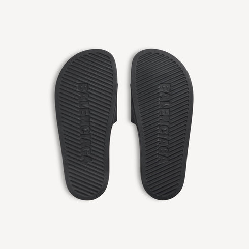 Balenciaga Pool Slide Sandal Black avec logo 3D blanc