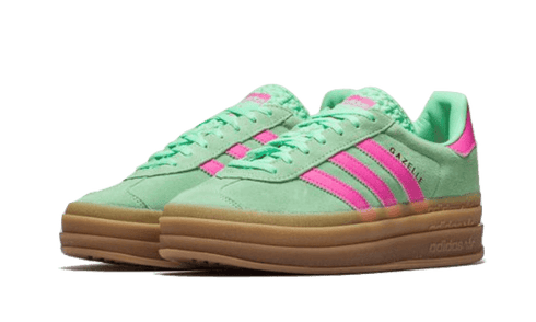 Adidas Gazelle Bold Pulse Mint Pink sneakers with platform sole, available at ASEY SHOP Morocco.