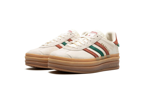 Adidas Gazelle Bold WMNS sneakers in Cream White and Wild Sepia, available at ASEY SHOP Morocco.