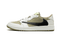 Air Jordan 1 Retro Low Golf Travis Scott Neutral Olive sneakers with reverse Swoosh, available at ASEY SHOP Morocco.